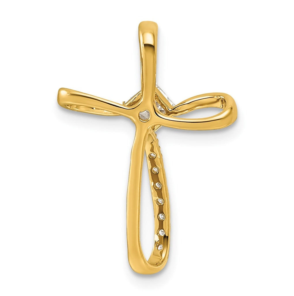 14k Yellow Gold with Rhodium 3/8ct. Lab Grown Diamond VS/SI+ G+ Complete Cross Slide – Elegant Jewelry Gift for Birthday, Anniversary, Engagement, Wedding