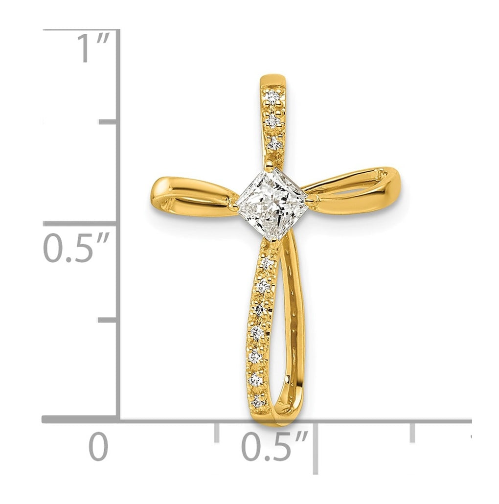 14k Yellow Gold with Rhodium 3/8ct. Lab Grown Diamond VS/SI+ G+ Complete Cross Slide – Elegant Jewelry Gift for Birthday, Anniversary, Engagement, Wedding
