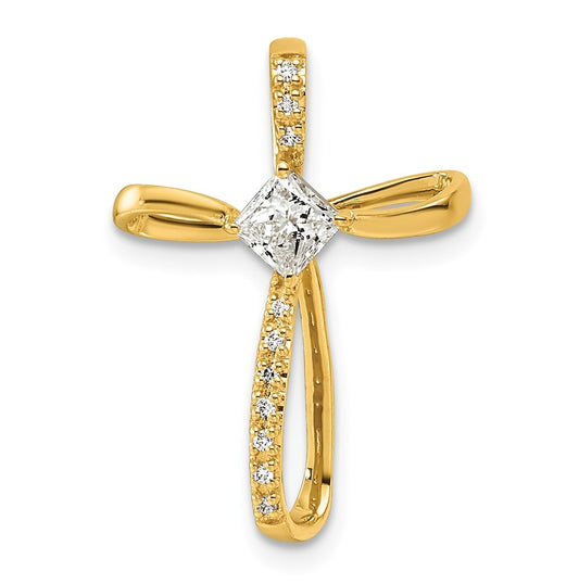 14k Yellow Gold with Rhodium 3/8ct. Lab Grown Diamond VS/SI+ G+ Complete Cross Slide – Elegant Jewelry Gift for Birthday, Anniversary, Engagement, Wedding