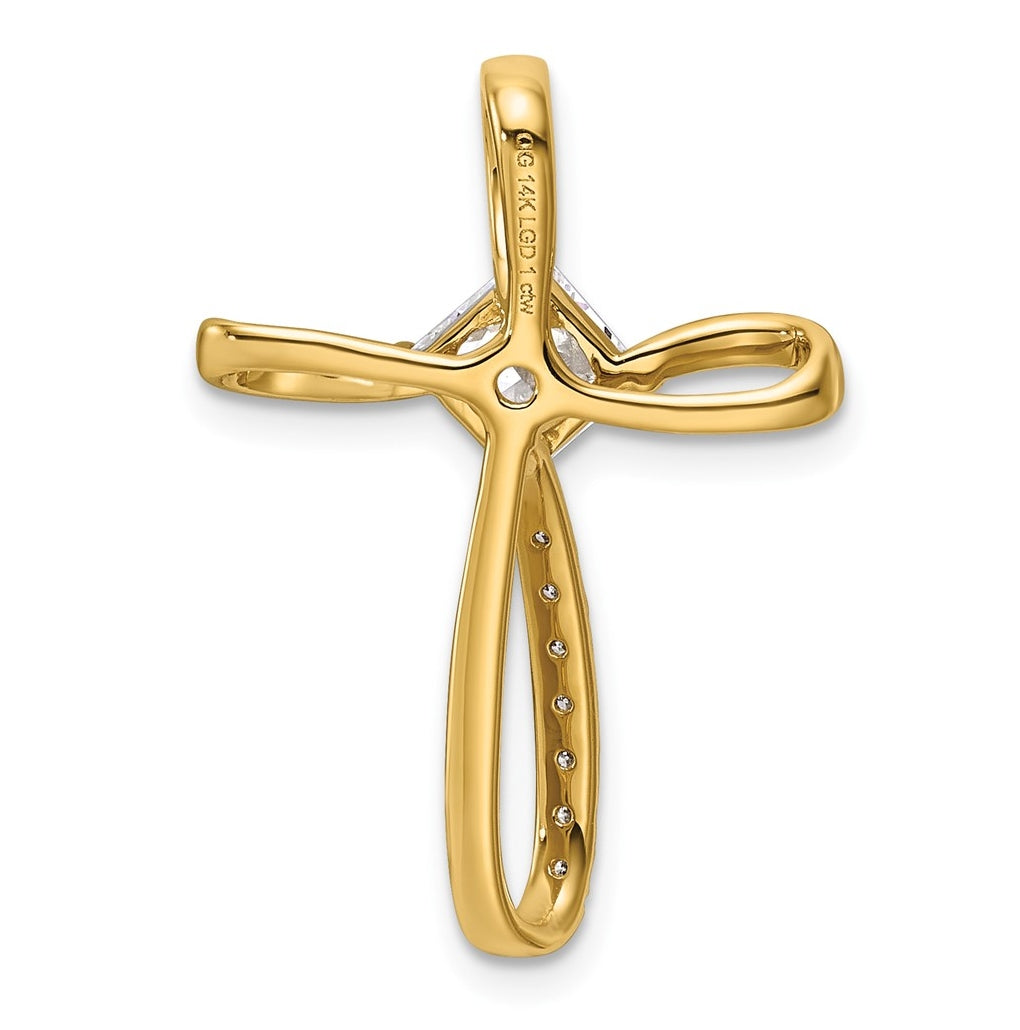 14k Yellow Gold with Rhodium 3/8ct. Lab Grown Diamond VS/SI+ G+ Complete Cross Slide – Elegant Jewelry Gift for Birthday, Anniversary, Engagement, Wedding