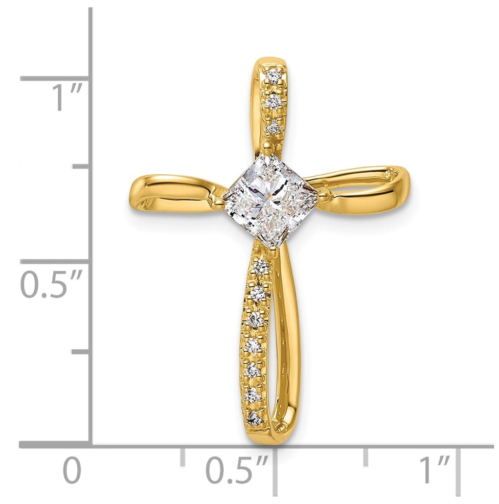 14k Yellow Gold with Rhodium 3/8ct. Lab Grown Diamond VS/SI+ G+ Complete Cross Slide – Elegant Jewelry Gift for Birthday, Anniversary, Engagement, Wedding