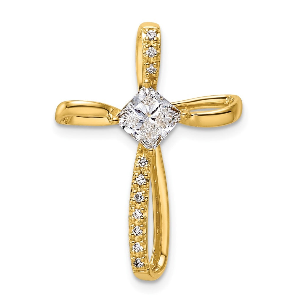 14k Yellow Gold with Rhodium 3/8ct. Lab Grown Diamond VS/SI+ G+ Complete Cross Slide – Elegant Jewelry Gift for Birthday, Anniversary, Engagement, Wedding