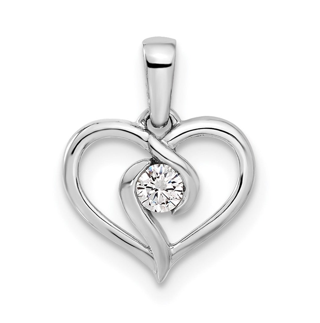 Sterling Silver Rhodium-plated 1/10ct. Lab Grown Diamond VS/SI+ G+ Complete Heart Pendant – Elegant Jewelry Gift for Birthday, Anniversary, Engagement, Wedding