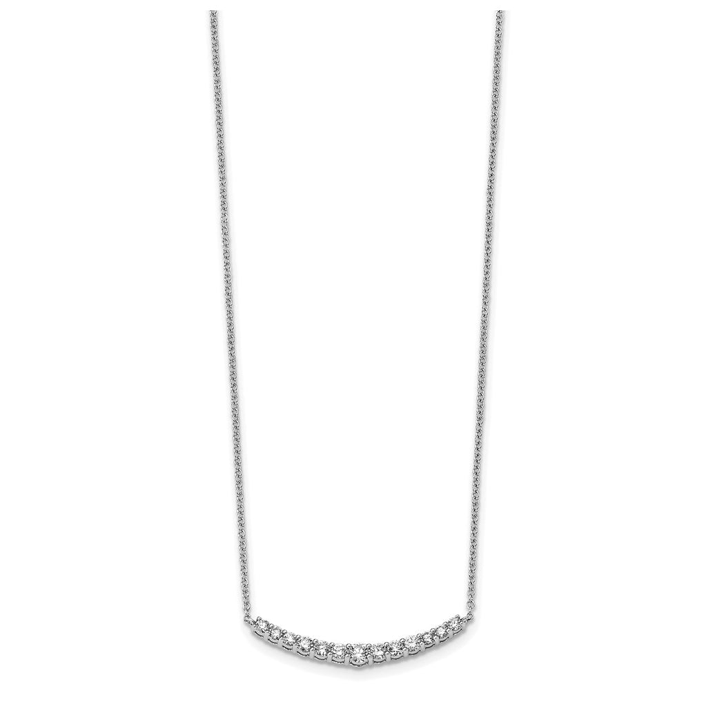 Sterling Silver Rhodium-plated 1/2ct Lab Grown Diamond VS+ F+ 18in Complete Bar Necklace – Elegant Jewelry Gift for Birthday, Anniversary, Engagement, Wedding