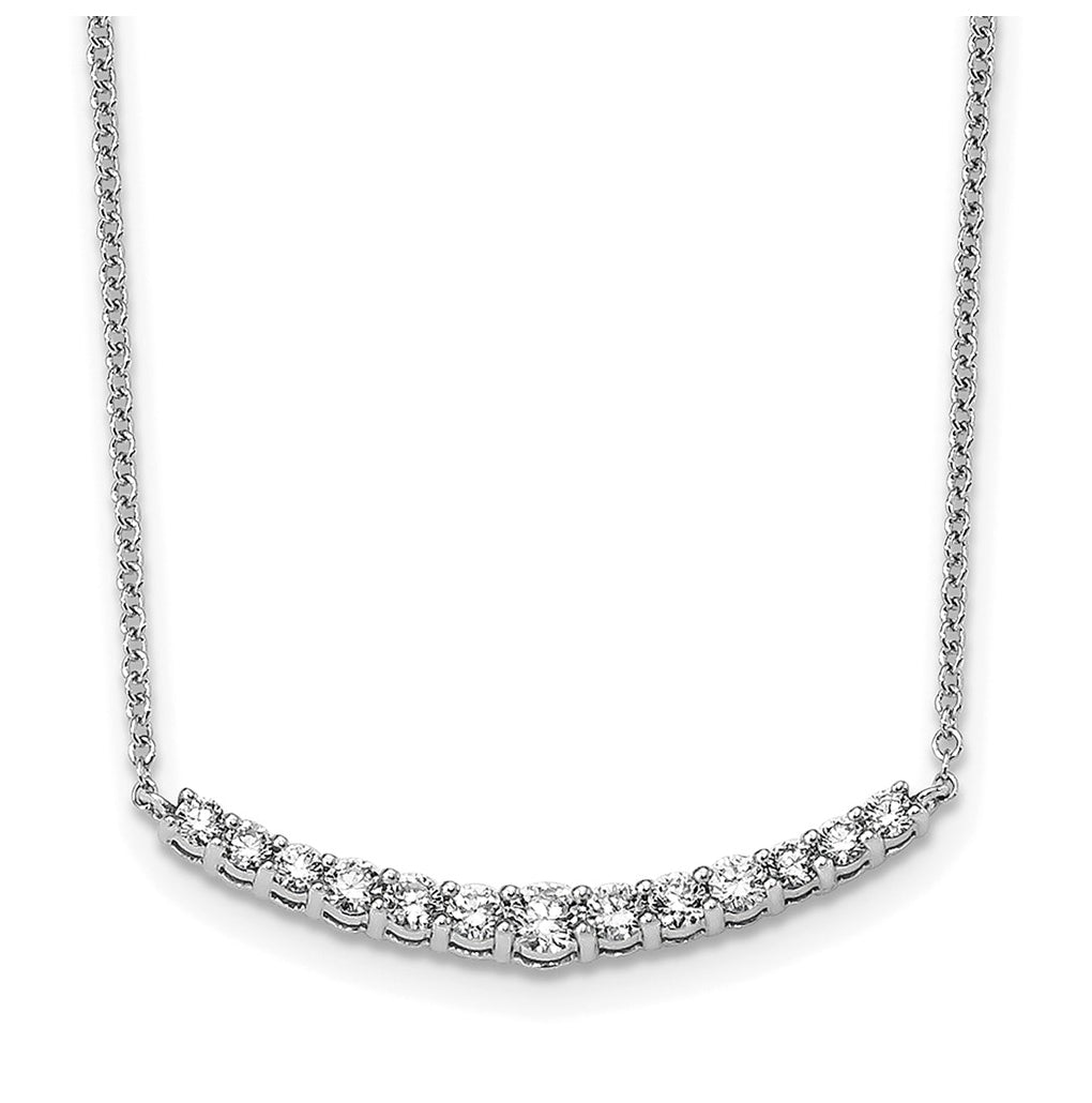 Sterling Silver Rhodium-plated 1/2ct Lab Grown Diamond VS+ F+ 18in Complete Bar Necklace – Elegant Jewelry Gift for Birthday, Anniversary, Engagement, Wedding