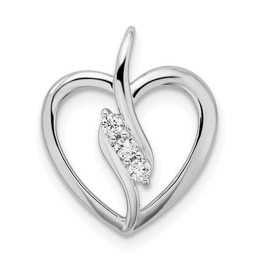 Sterling Silver Rhodium-plated 1/10ct Lab Grown Diamond VS/SI+ G+ Complete Open Heart Pendant – Elegant Jewelry Gift for Birthday, Anniversary, Engagement, Wedding