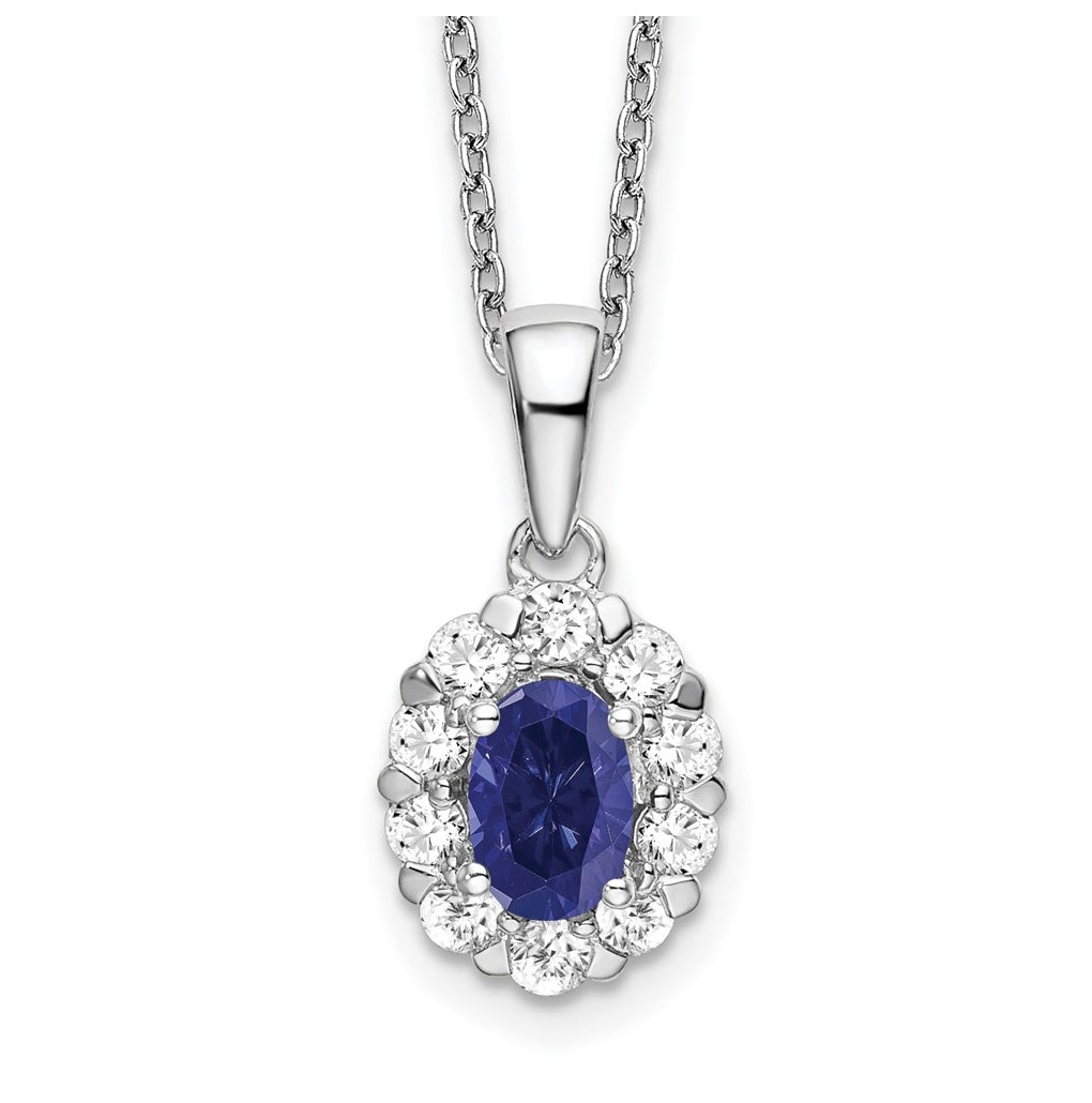 Sterling Silver Rhodium-plated 1/2ct Lab Grown Diamond VS/SI+ G+ & Created Emerald Complete 18in Necklace – Elegant Jewelry Gift for Birthday, Anniversary, Engagement, Wedding