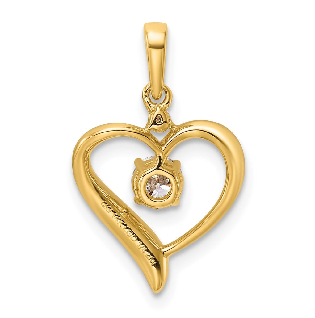 14K Yellow Gold 1/4ct Lab Grown Diamond VS/SI+ G+ Complete Heart Pendant – Elegant Jewelry Gift for Birthday, Anniversary, Engagement, Wedding