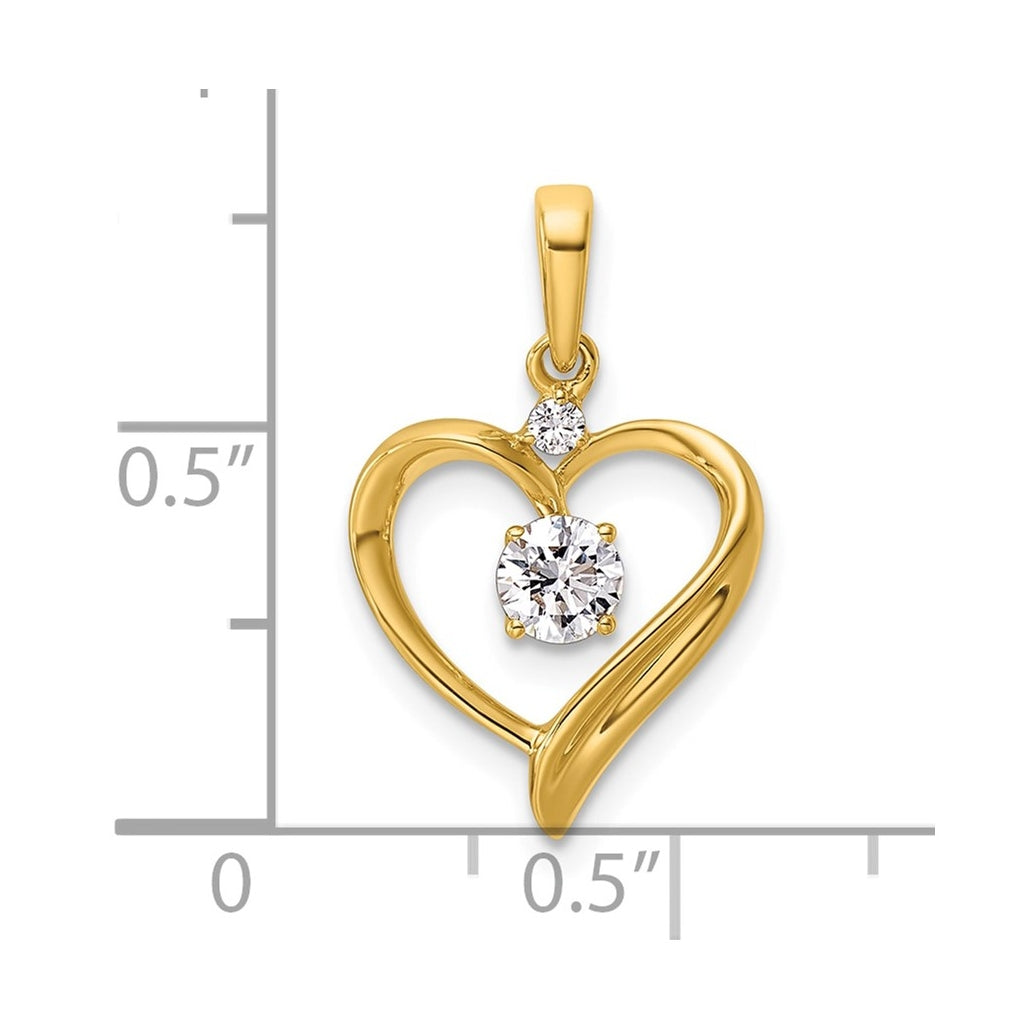 14K Yellow Gold 1/4ct Lab Grown Diamond VS/SI+ G+ Complete Heart Pendant – Elegant Jewelry Gift for Birthday, Anniversary, Engagement, Wedding