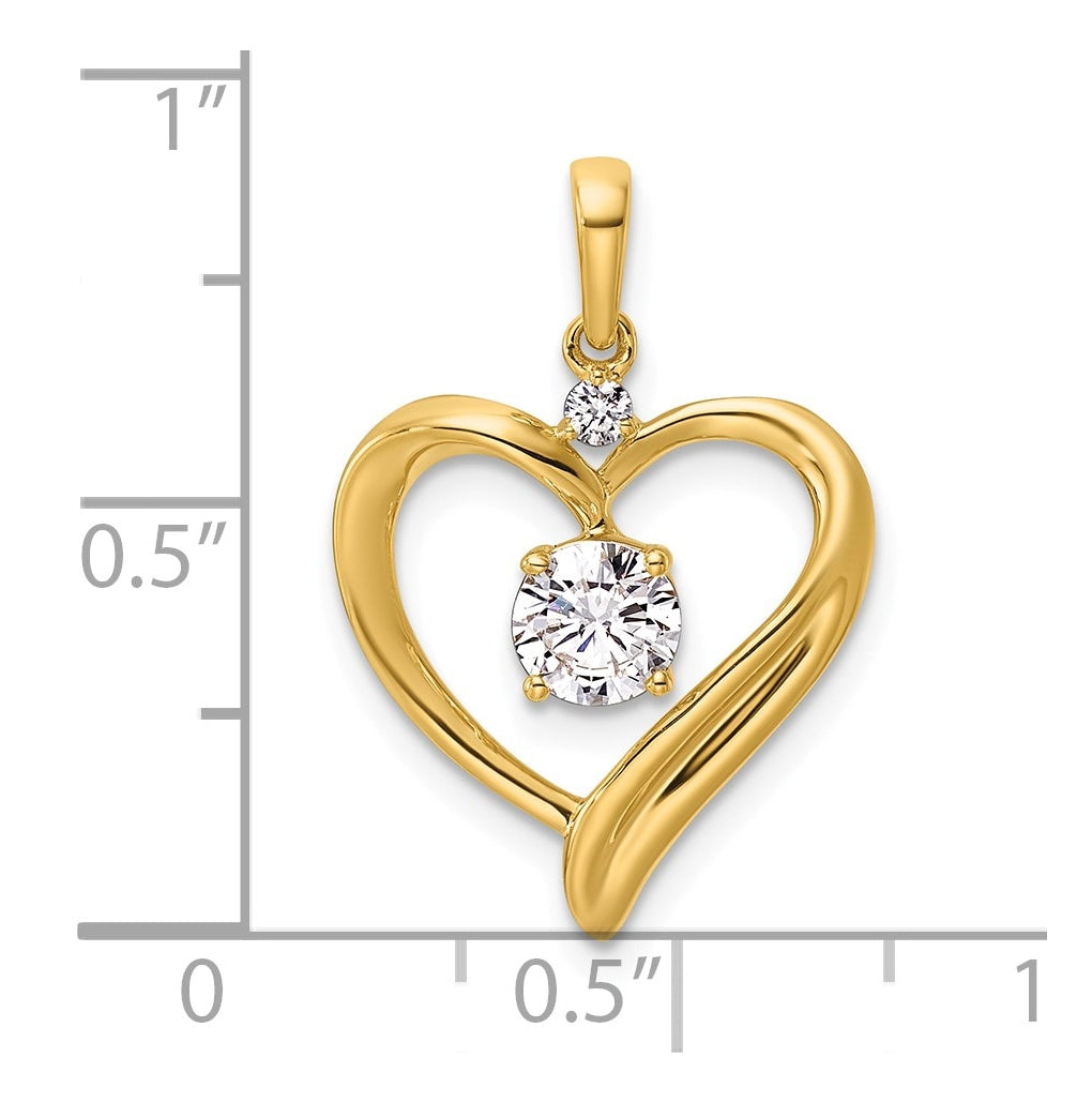 14K Yellow Gold 1/4ct Lab Grown Diamond VS/SI+ G+ Complete Heart Pendant – Elegant Jewelry Gift for Birthday, Anniversary, Engagement, Wedding