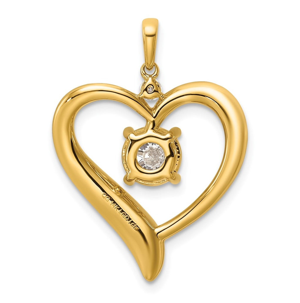 14K Yellow Gold 1/4ct Lab Grown Diamond VS/SI+ G+ Complete Heart Pendant – Elegant Jewelry Gift for Birthday, Anniversary, Engagement, Wedding