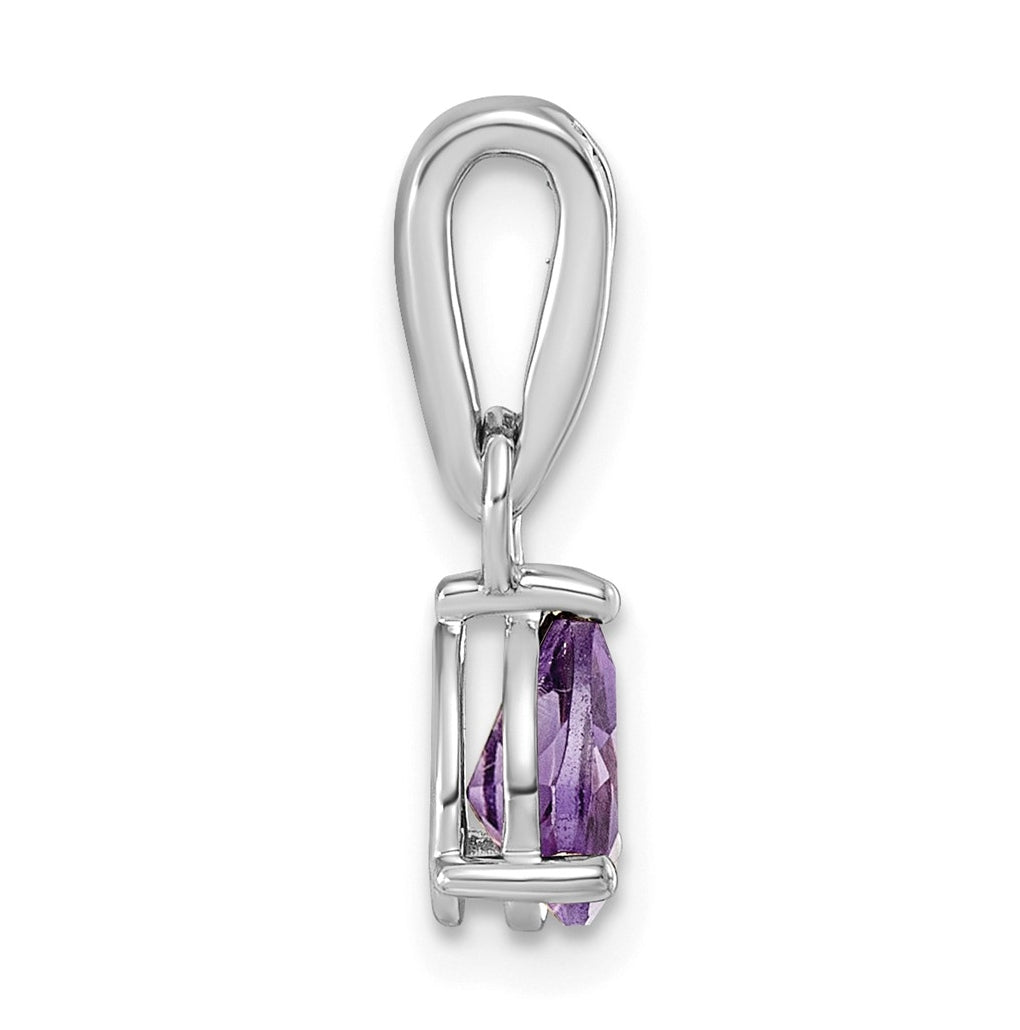 14K White Gold Pear Amethyst & 1/10 Cttw Lab Grown Diamond VS/SI+ G+ February Birthstone Complete Pendant – Elegant Jewelry Gift for Birthday, Anniversary, Engagement, Wedding