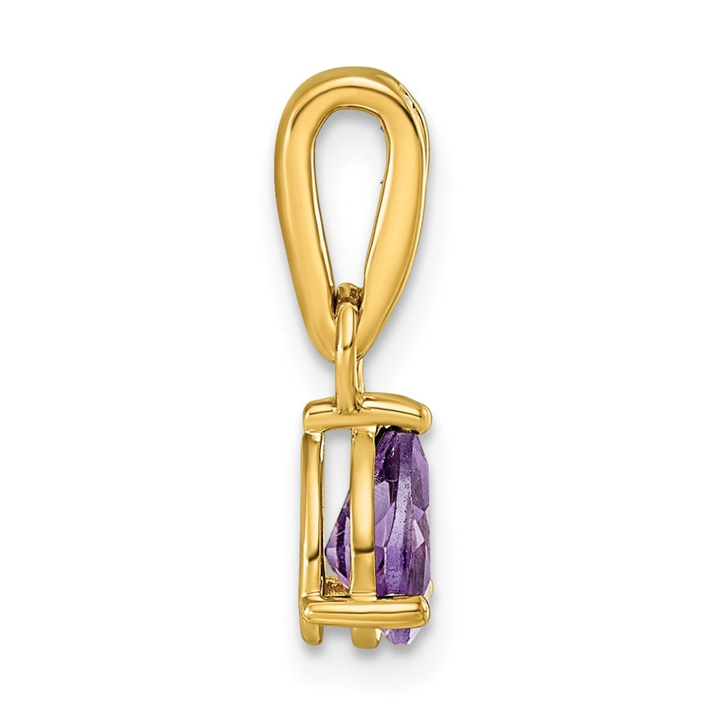 14K White Gold Pear Amethyst & 1/10 Cttw Lab Grown Diamond VS/SI+ G+ February Birthstone Complete Pendant – Elegant Jewelry Gift for Birthday, Anniversary, Engagement, Wedding