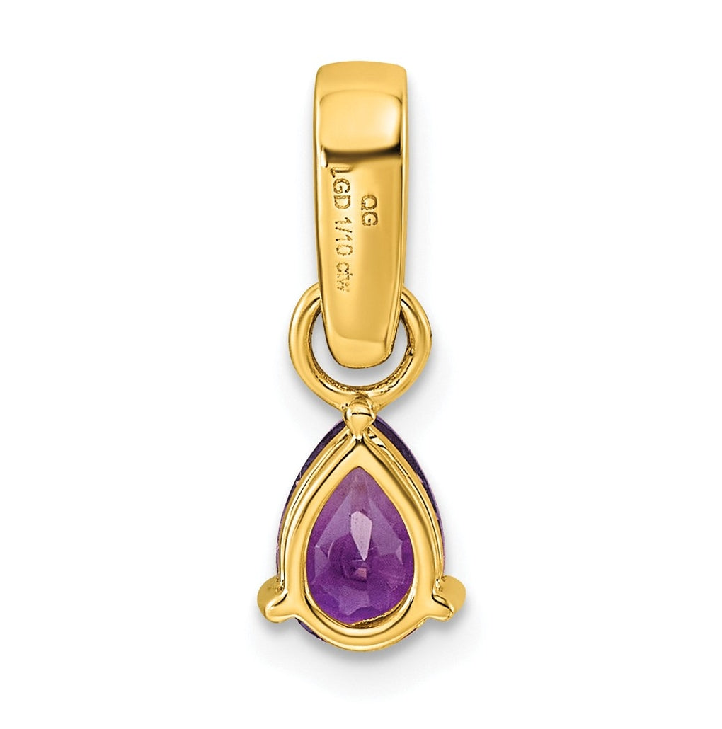 10k White Gold Pear Amethyst & 1/10 Cttw Lab Grown Diamond VS/SI+ G+ February Birthstone Complete Pendant – Elegant Jewelry Gift for Birthday, Anniversary, Engagement, Wedding