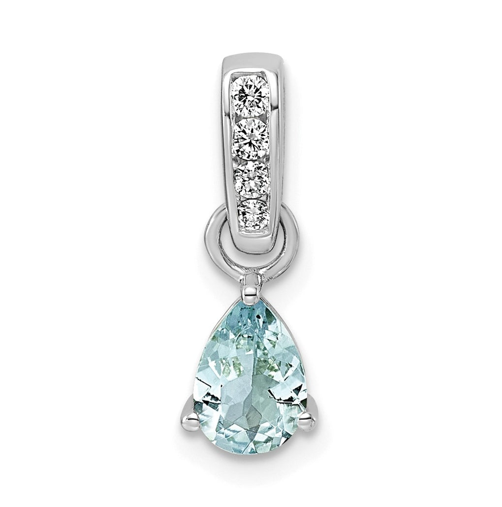 14K White Gold Pear Amethyst & 1/10 Cttw Lab Grown Diamond VS/SI+ G+ February Birthstone Complete Pendant – Elegant Jewelry Gift for Birthday, Anniversary, Engagement, Wedding
