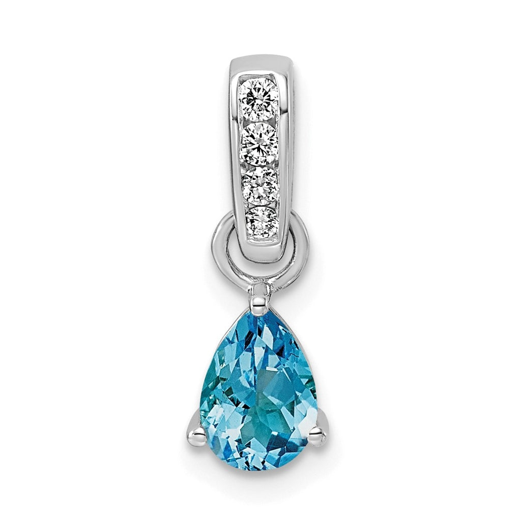 10k White Gold Pear Amethyst & 1/10 Cttw Lab Grown Diamond VS/SI+ G+ February Birthstone Complete Pendant – Elegant Jewelry Gift for Birthday, Anniversary, Engagement, Wedding