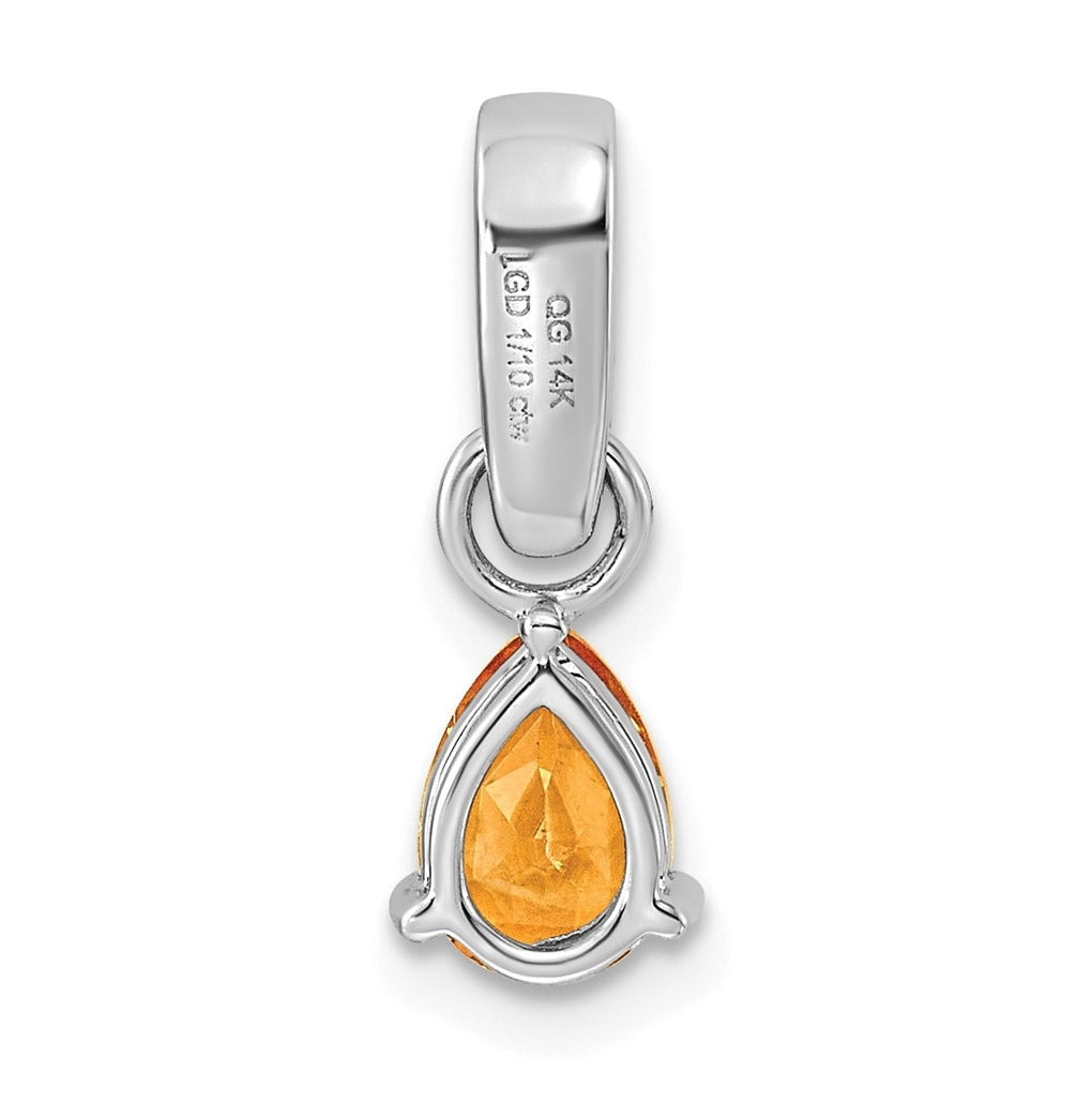 10k White Gold Pear Amethyst & 1/10 Cttw Lab Grown Diamond VS/SI+ G+ February Birthstone Complete Pendant – Elegant Jewelry Gift for Birthday, Anniversary, Engagement, Wedding