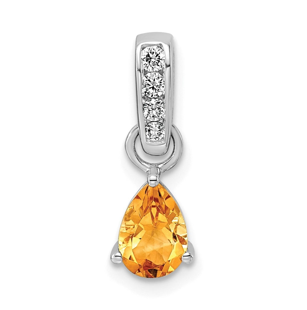 14K White Gold Pear Amethyst & 1/10 Cttw Lab Grown Diamond VS/SI+ G+ February Birthstone Complete Pendant – Elegant Jewelry Gift for Birthday, Anniversary, Engagement, Wedding