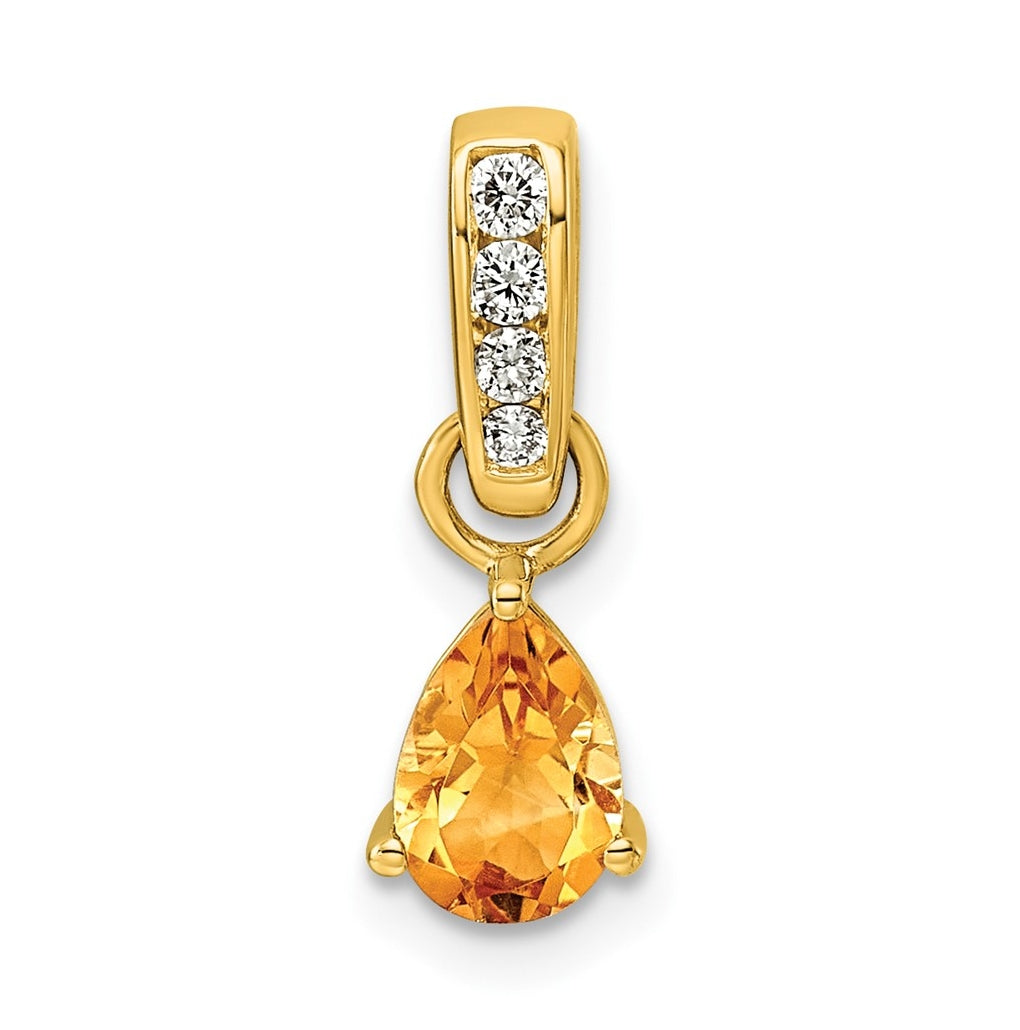 10k White Gold Pear Amethyst & 1/10 Cttw Lab Grown Diamond VS/SI+ G+ February Birthstone Complete Pendant – Elegant Jewelry Gift for Birthday, Anniversary, Engagement, Wedding