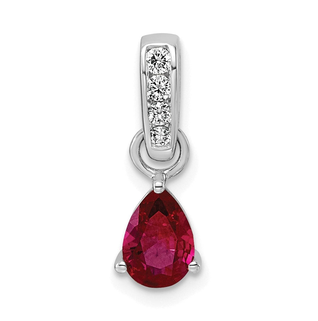 10k White Gold Pear Amethyst & 1/10 Cttw Lab Grown Diamond VS/SI+ G+ February Birthstone Complete Pendant – Elegant Jewelry Gift for Birthday, Anniversary, Engagement, Wedding