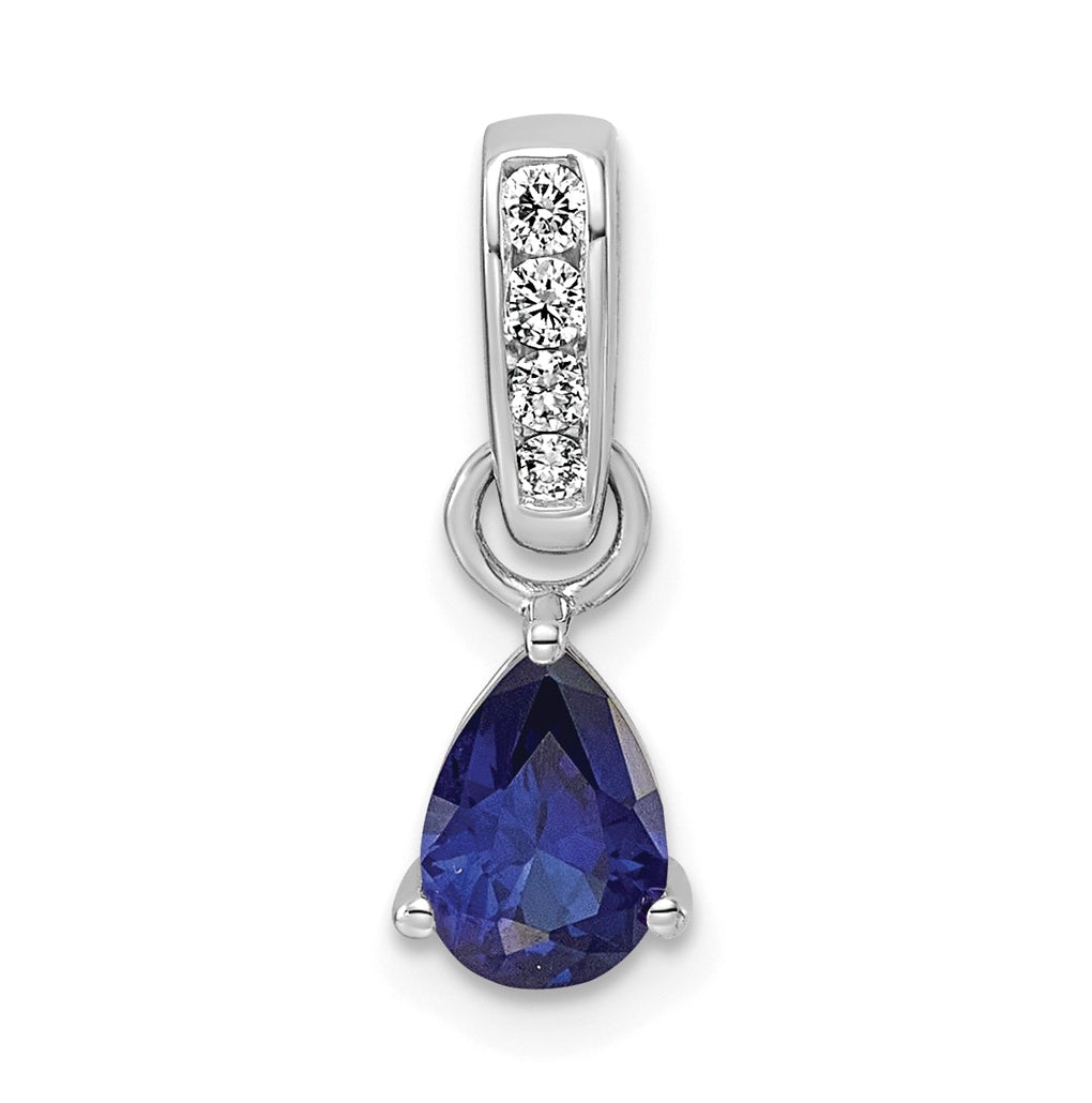 14K White Gold Pear Amethyst & 1/10 Cttw Lab Grown Diamond VS/SI+ G+ February Birthstone Complete Pendant – Elegant Jewelry Gift for Birthday, Anniversary, Engagement, Wedding