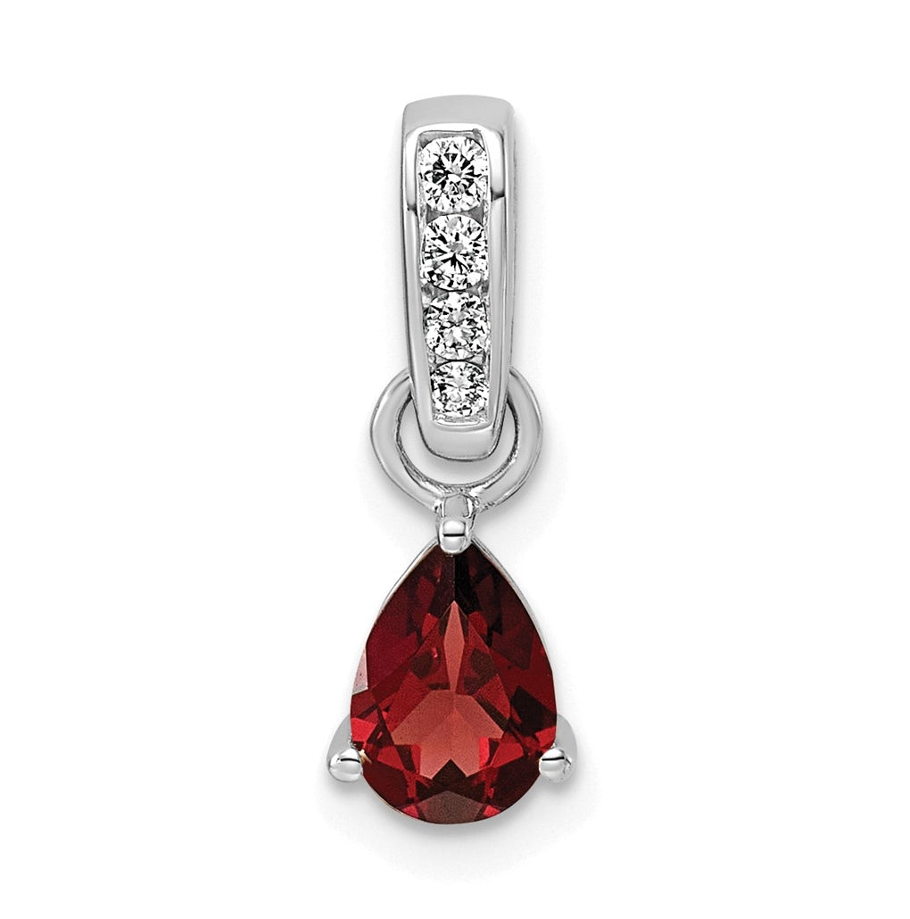 14K White Gold Pear Amethyst & 1/10 Cttw Lab Grown Diamond VS/SI+ G+ February Birthstone Complete Pendant – Elegant Jewelry Gift for Birthday, Anniversary, Engagement, Wedding