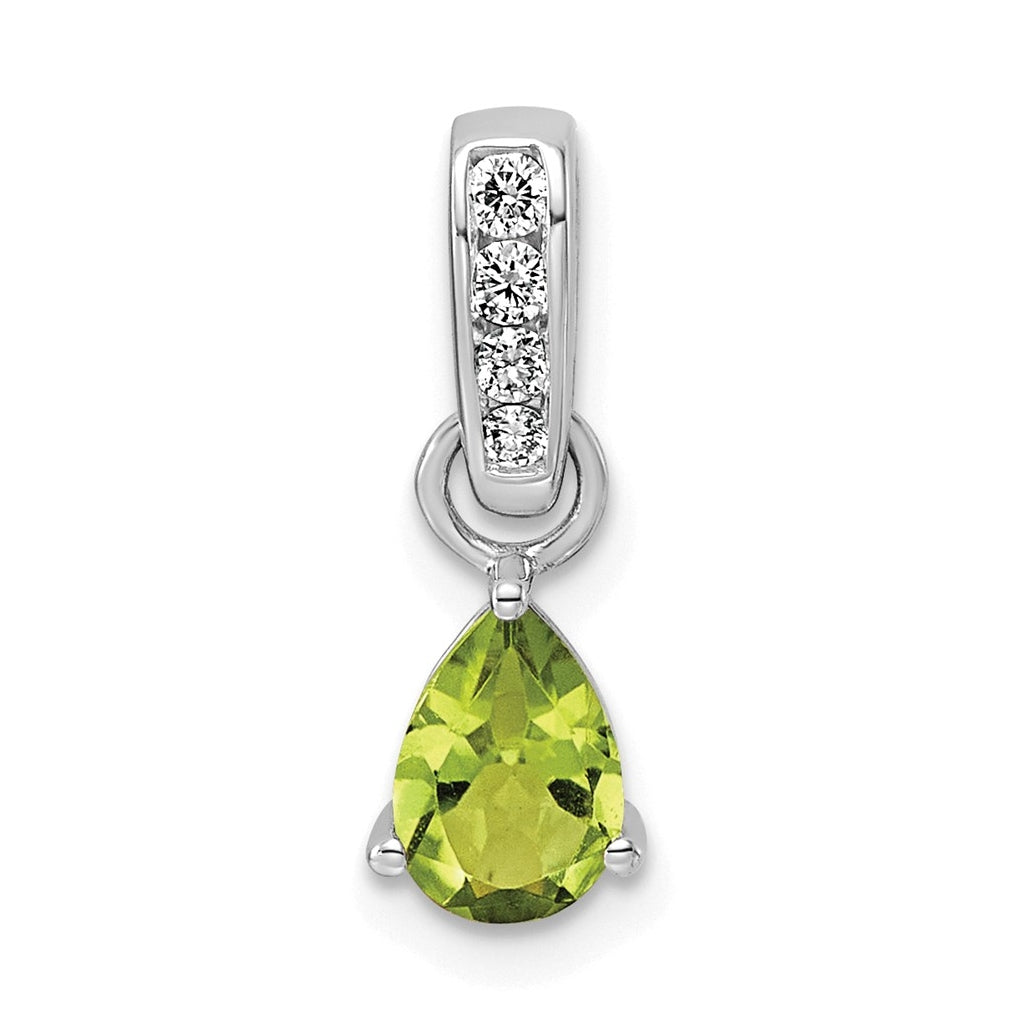 14K White Gold Pear Amethyst & 1/10 Cttw Lab Grown Diamond VS/SI+ G+ February Birthstone Complete Pendant – Elegant Jewelry Gift for Birthday, Anniversary, Engagement, Wedding