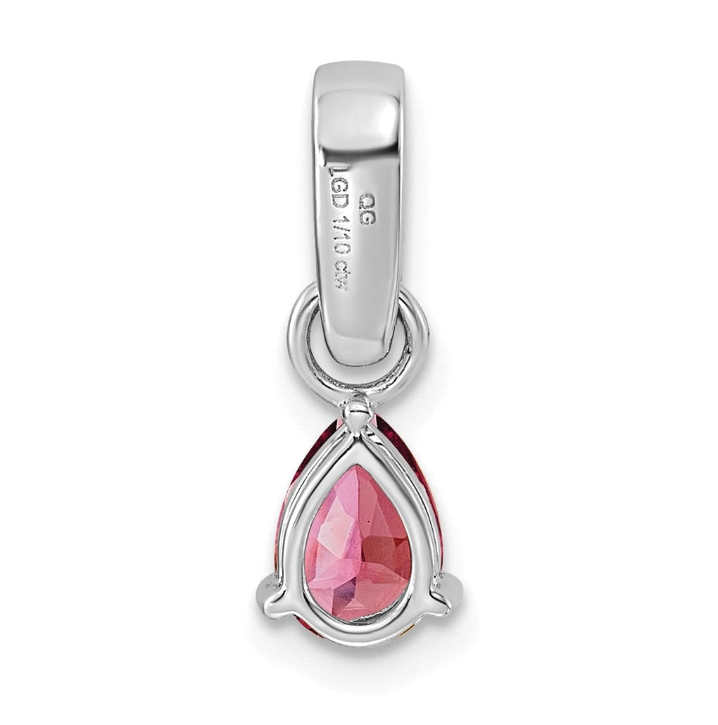 10k White Gold Pear Amethyst & 1/10 Cttw Lab Grown Diamond VS/SI+ G+ February Birthstone Complete Pendant – Elegant Jewelry Gift for Birthday, Anniversary, Engagement, Wedding