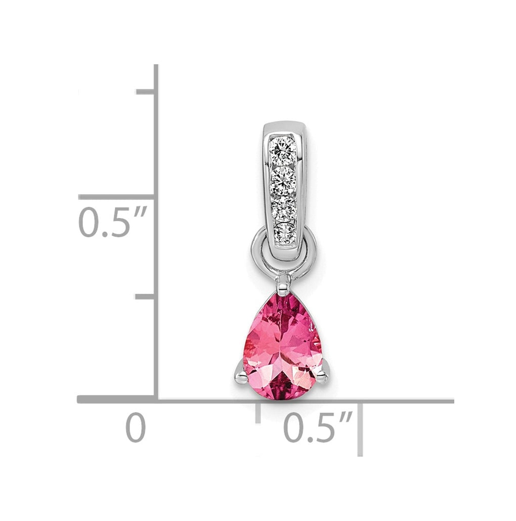 14K White Gold Pear Amethyst & 1/10 Cttw Lab Grown Diamond VS/SI+ G+ February Birthstone Complete Pendant – Elegant Jewelry Gift for Birthday, Anniversary, Engagement, Wedding