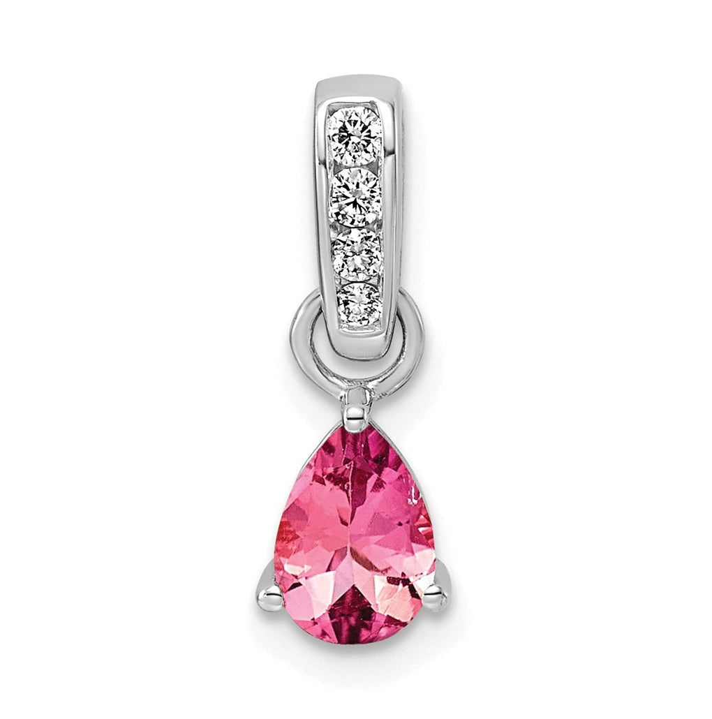 10k White Gold Pear Amethyst & 1/10 Cttw Lab Grown Diamond VS/SI+ G+ February Birthstone Complete Pendant – Elegant Jewelry Gift for Birthday, Anniversary, Engagement, Wedding