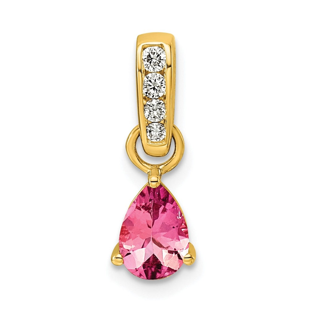 14K White Gold Pear Amethyst & 1/10 Cttw Lab Grown Diamond VS/SI+ G+ February Birthstone Complete Pendant – Elegant Jewelry Gift for Birthday, Anniversary, Engagement, Wedding