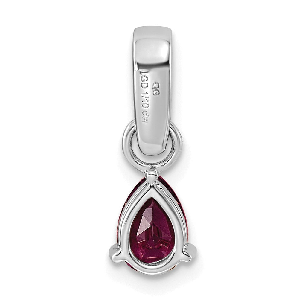 10k White Gold Pear Amethyst & 1/10 Cttw Lab Grown Diamond VS/SI+ G+ February Birthstone Complete Pendant – Elegant Jewelry Gift for Birthday, Anniversary, Engagement, Wedding