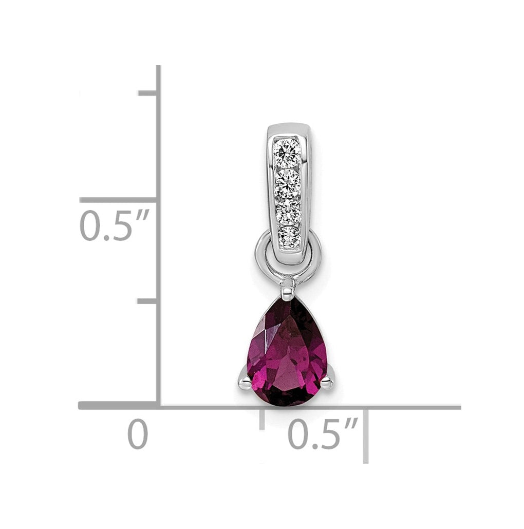 10k White Gold Pear Amethyst & 1/10 Cttw Lab Grown Diamond VS/SI+ G+ February Birthstone Complete Pendant – Elegant Jewelry Gift for Birthday, Anniversary, Engagement, Wedding