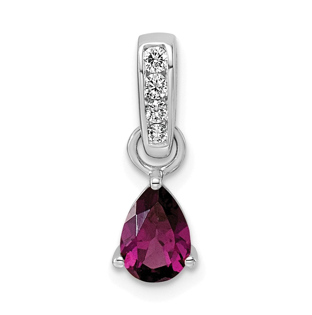 10k White Gold Pear Amethyst & 1/10 Cttw Lab Grown Diamond VS/SI+ G+ February Birthstone Complete Pendant – Elegant Jewelry Gift for Birthday, Anniversary, Engagement, Wedding