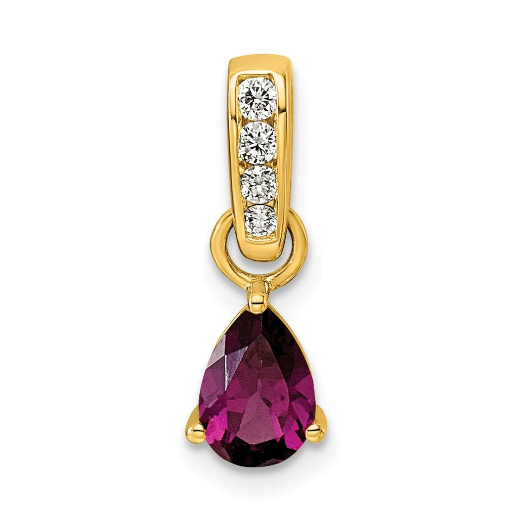 10k White Gold Pear Amethyst & 1/10 Cttw Lab Grown Diamond VS/SI+ G+ February Birthstone Complete Pendant – Elegant Jewelry Gift for Birthday, Anniversary, Engagement, Wedding
