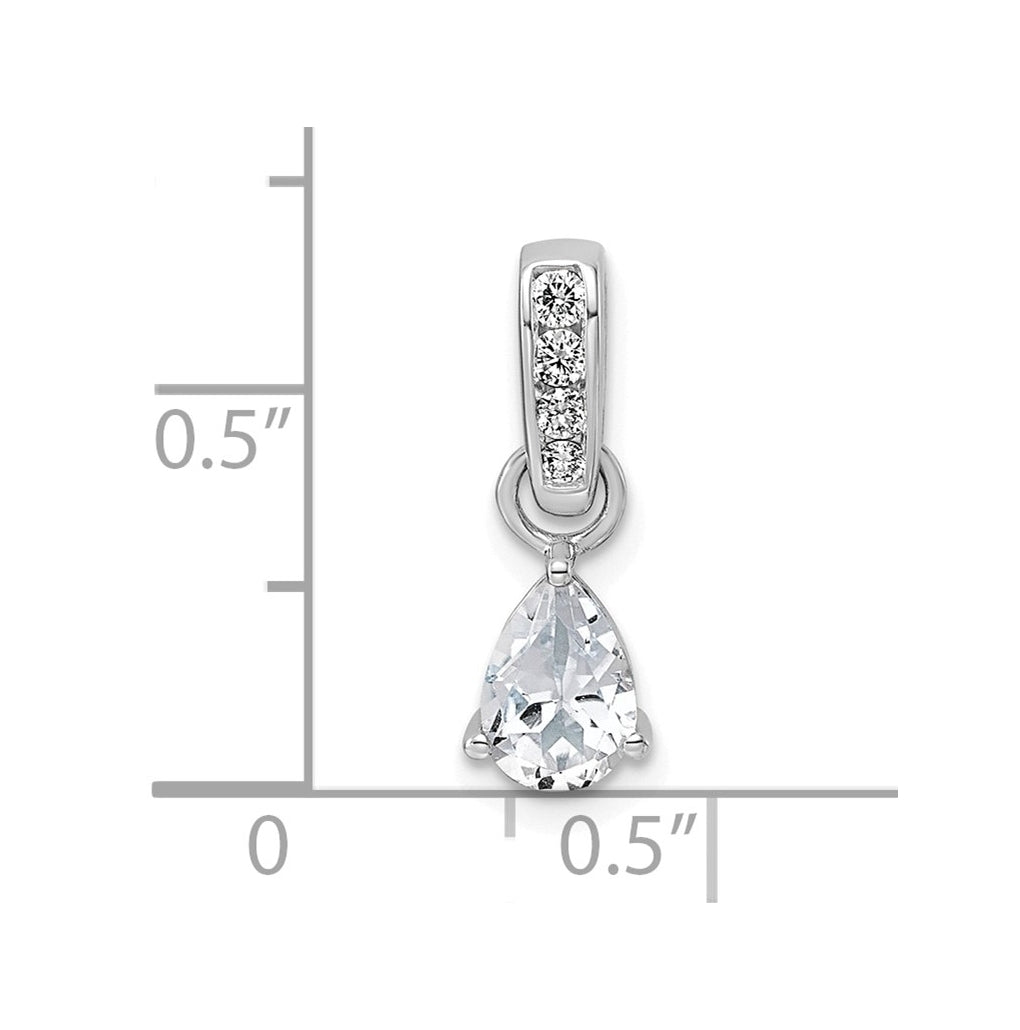 14K White Gold Pear Amethyst & 1/10 Cttw Lab Grown Diamond VS/SI+ G+ February Birthstone Complete Pendant – Elegant Jewelry Gift for Birthday, Anniversary, Engagement, Wedding