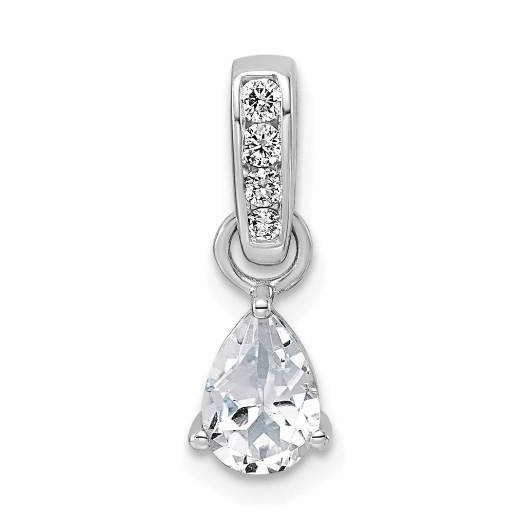 10k White Gold Pear Amethyst & 1/10 Cttw Lab Grown Diamond VS/SI+ G+ February Birthstone Complete Pendant – Elegant Jewelry Gift for Birthday, Anniversary, Engagement, Wedding