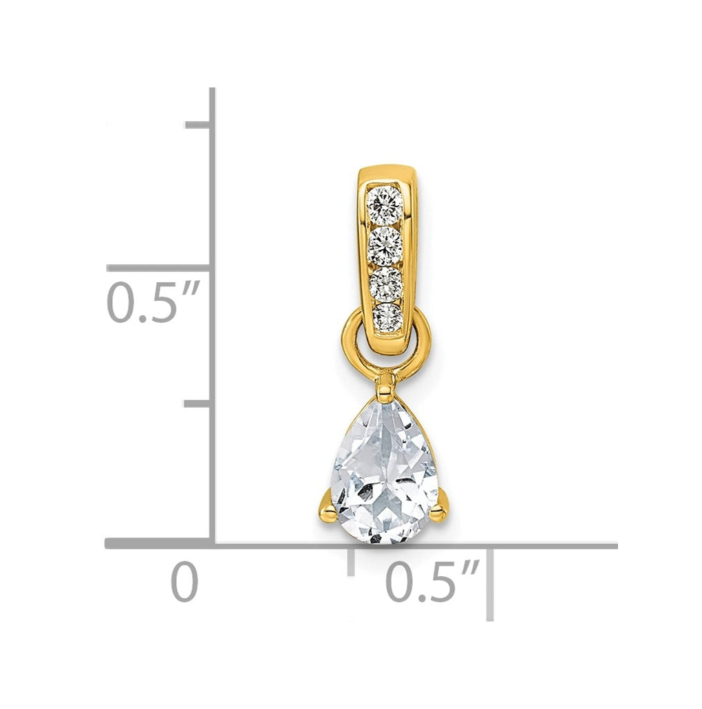14K White Gold Pear Amethyst & 1/10 Cttw Lab Grown Diamond VS/SI+ G+ February Birthstone Complete Pendant – Elegant Jewelry Gift for Birthday, Anniversary, Engagement, Wedding