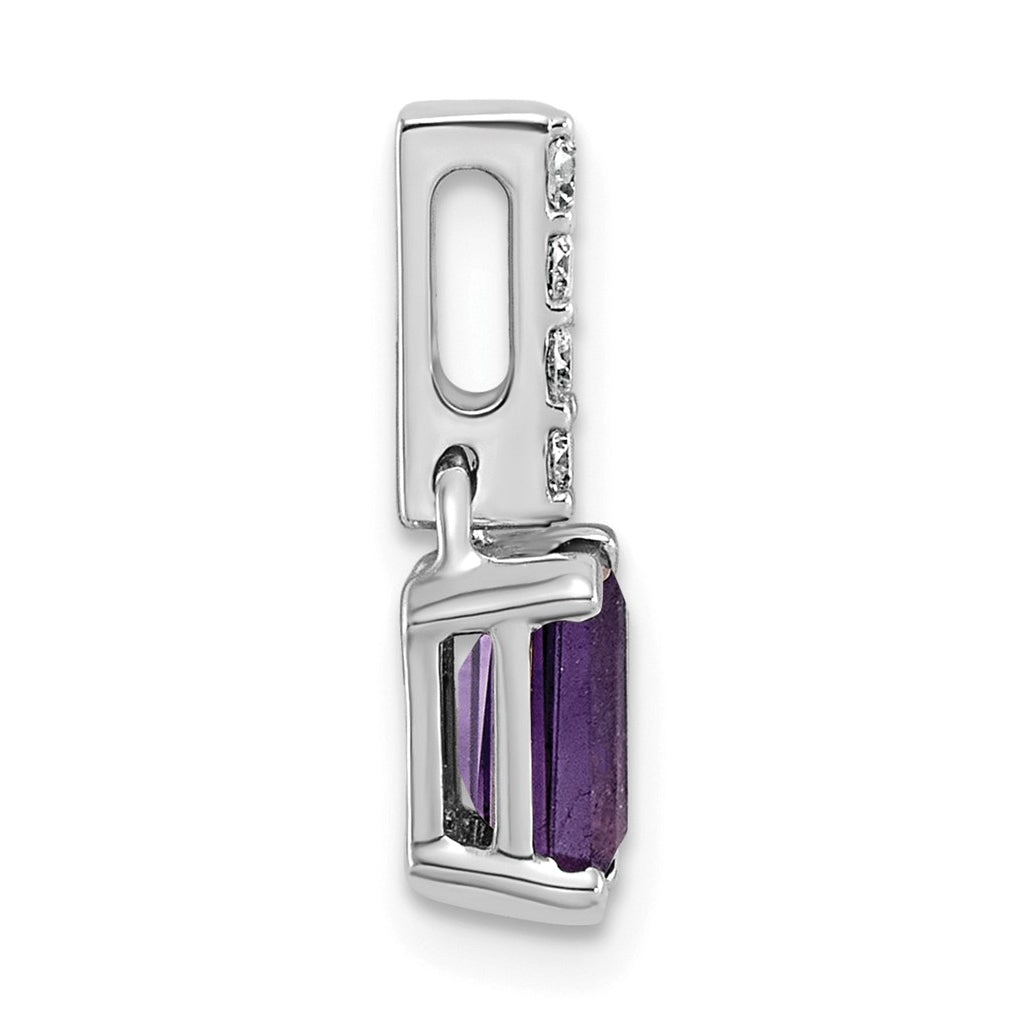 14K White Gold Amethyst & 1/15 Cttw Lab Grown Diamond VS/SI+ G+ February Birthstone Complete Pendant – Elegant Jewelry Gift for Birthday, Anniversary, Engagement, Wedding