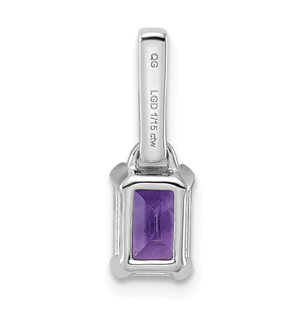 14K White Gold Amethyst & 1/15 Cttw Lab Grown Diamond VS/SI+ G+ February Birthstone Complete Pendant – Elegant Jewelry Gift for Birthday, Anniversary, Engagement, Wedding