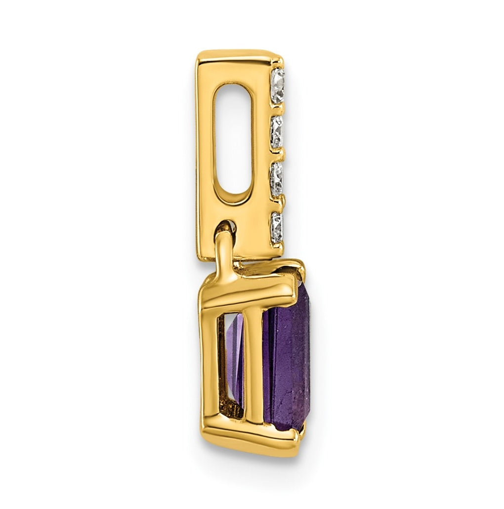 10k White Gold Amethyst & 1/15 Cttw Lab Grown Diamond VS/SI+ G+ February Birthstone Complete Pendant – Elegant Jewelry Gift for Birthday, Anniversary, Engagement, Wedding