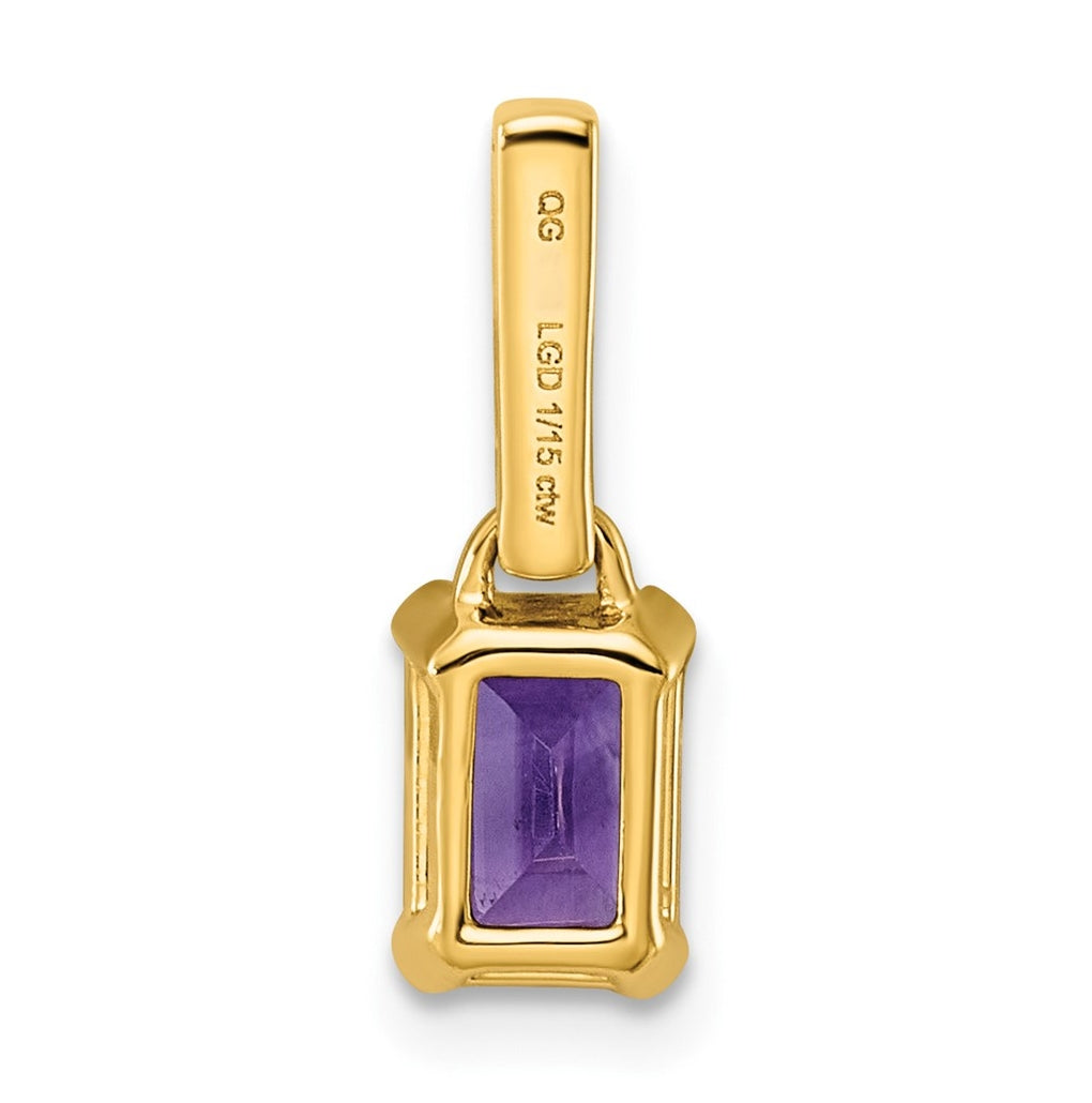 10k White Gold Amethyst & 1/15 Cttw Lab Grown Diamond VS/SI+ G+ February Birthstone Complete Pendant – Elegant Jewelry Gift for Birthday, Anniversary, Engagement, Wedding