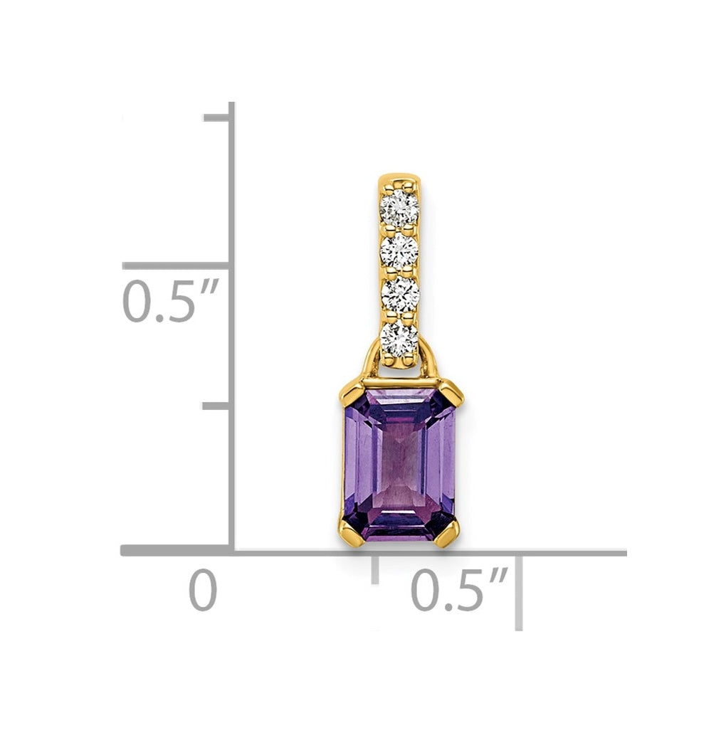 14K White Gold Amethyst & 1/15 Cttw Lab Grown Diamond VS/SI+ G+ February Birthstone Complete Pendant – Elegant Jewelry Gift for Birthday, Anniversary, Engagement, Wedding