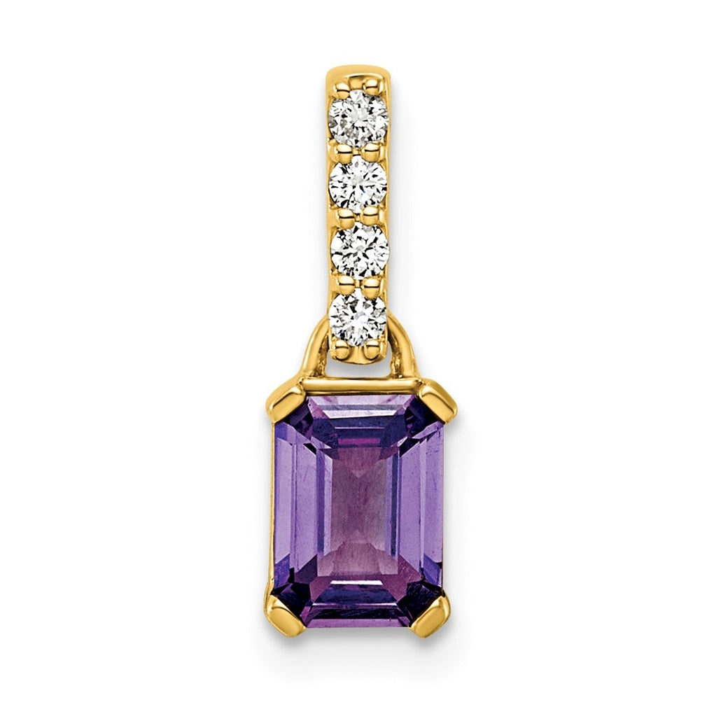 10k White Gold Amethyst & 1/15 Cttw Lab Grown Diamond VS/SI+ G+ February Birthstone Complete Pendant – Elegant Jewelry Gift for Birthday, Anniversary, Engagement, Wedding