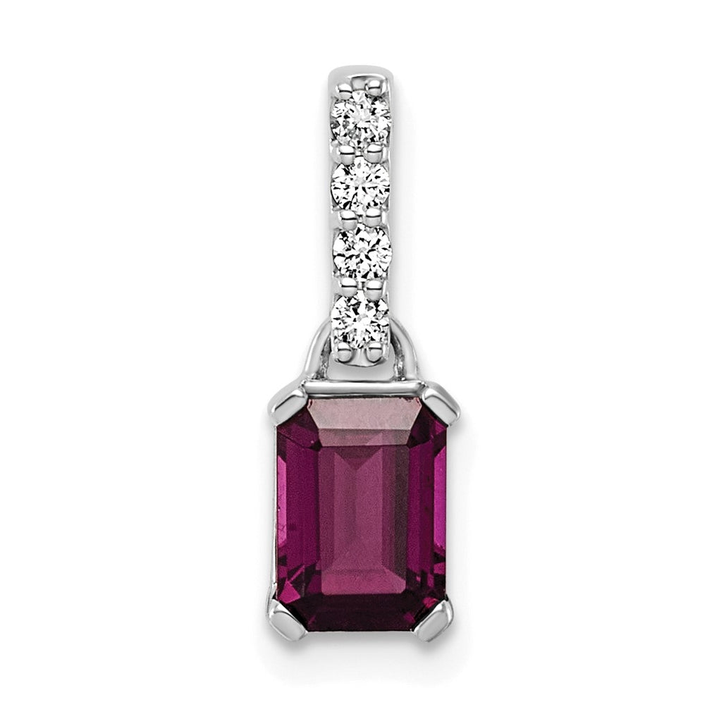 10k White Gold Amethyst & 1/15 Cttw Lab Grown Diamond VS/SI+ G+ February Birthstone Complete Pendant – Elegant Jewelry Gift for Birthday, Anniversary, Engagement, Wedding