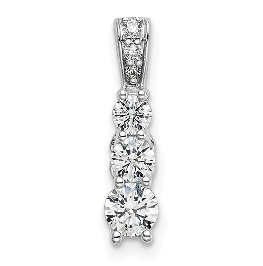 Sterling Silver Rhodium-plated 1/2 ct Lab Grown Diamond VS/SI+ G+ 3-Stone Complete Chain Slide – Elegant Jewelry Gift for Birthday, Anniversary, Engagement, Wedding