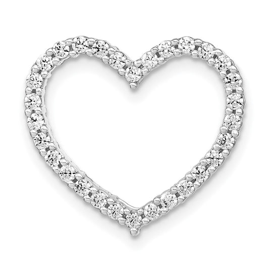 Sterling Silver Rhodium-plated 1/2ct Lab Grown Diamond VS/SI+ G+ Complete Heart Chain Slide – Elegant Jewelry Gift for Birthday, Anniversary, Engagement, Wedding