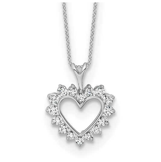 Sterling Silver Rhodium-plated 1/2ct Lab Grown Diamond VS/SI+ G+ Complete 18in Heart Necklace – Elegant Jewelry Gift for Birthday, Anniversary, Engagement, Wedding