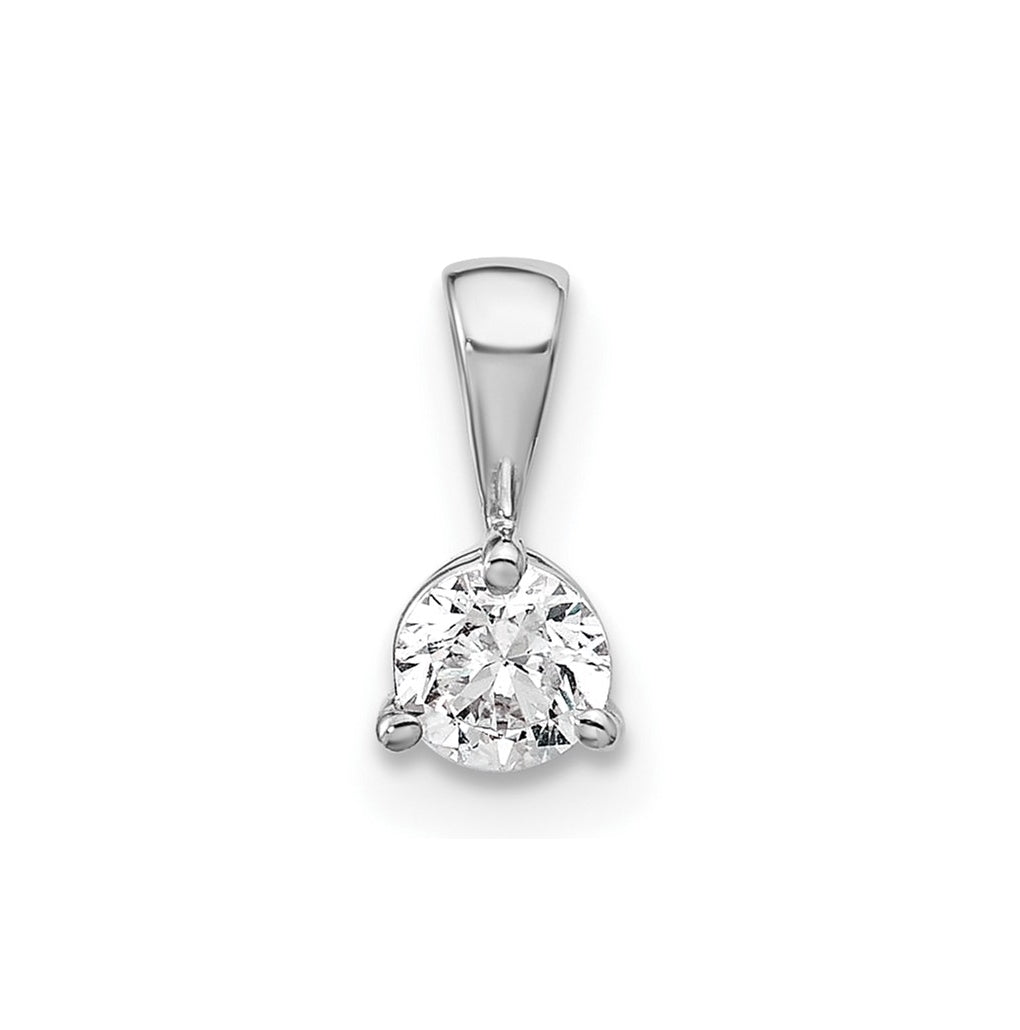 Sterling Silver Rhodium-plated 1/4 ct Lab Grown Diamond VS/SI+ G+ 3 Prong Complete Solitaire Pendant – Elegant Jewelry Gift for Birthday, Anniversary, Engagement, Wedding