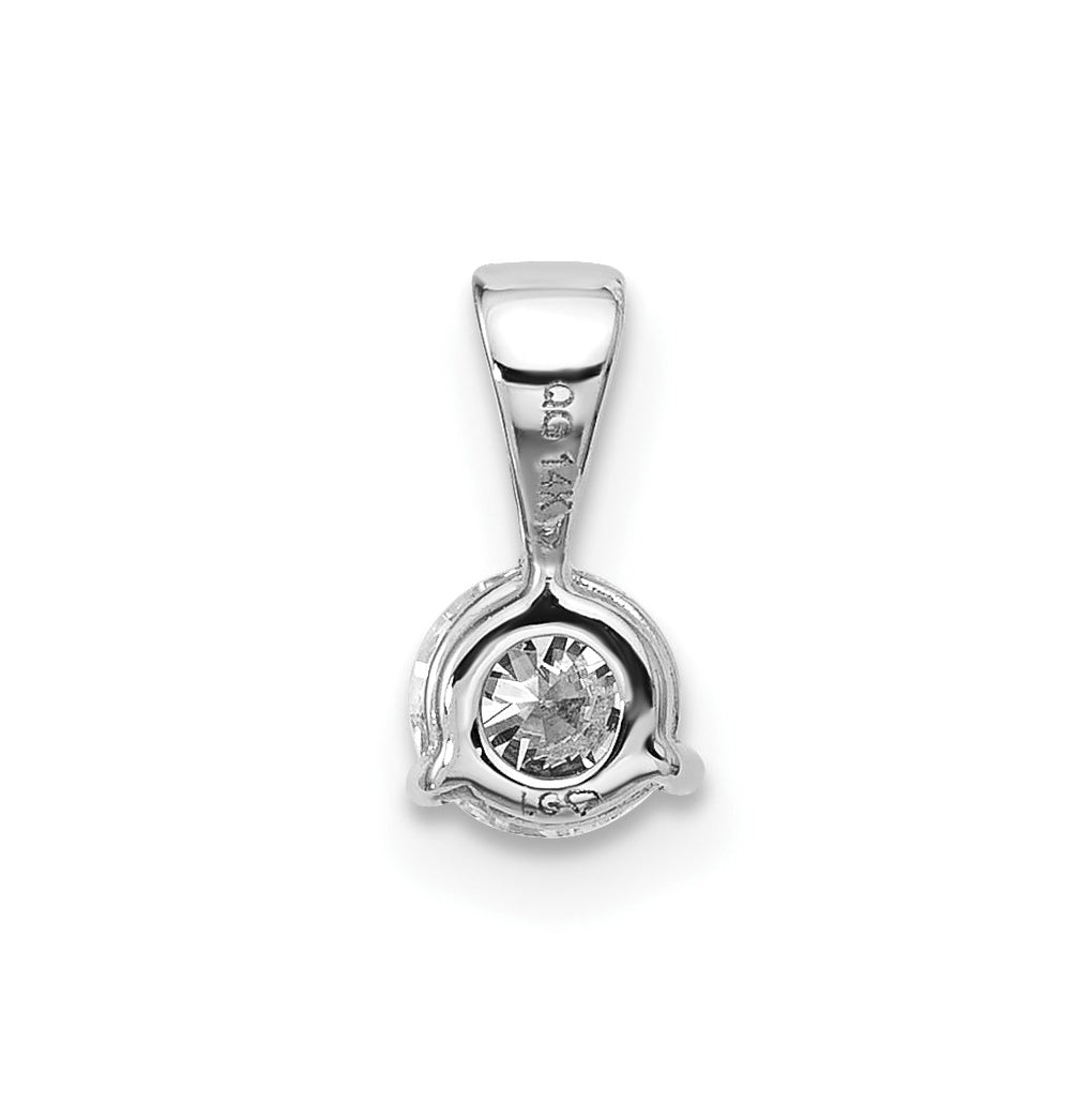 Sterling Silver Rhodium-plated 1/4 ct Lab Grown Diamond VS/SI+ G+ 3 Prong Complete Solitaire Pendant – Elegant Jewelry Gift for Birthday, Anniversary, Engagement, Wedding